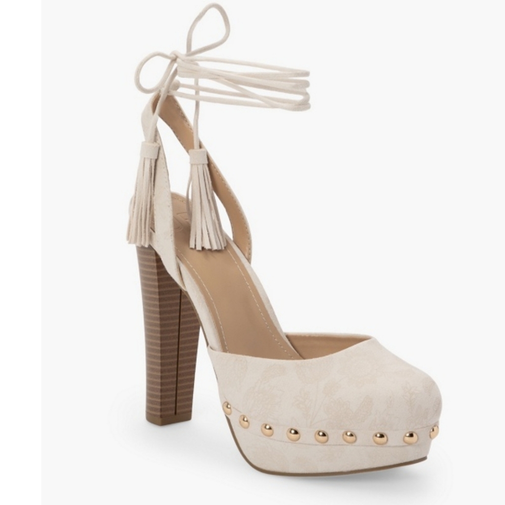Maya Ankle Tie Heeled Sandal JustFab size 9.5
